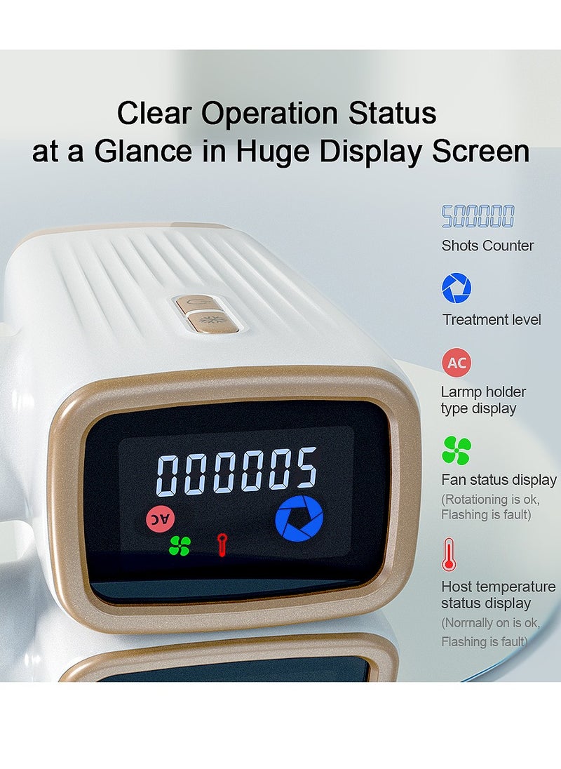 IPL Laser Hair Removal Device, At-Home Hair Removal with Ice Cooling, 500,000 Flashes, 5 Energy Levels, Permanent Painless Epilation
