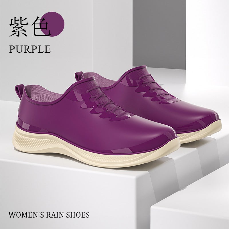 Fashion Ankle Rain Boots Waterproof Non-Slip for WomenS320 purple [no velvet]] S320 purple [no velvet]] 
