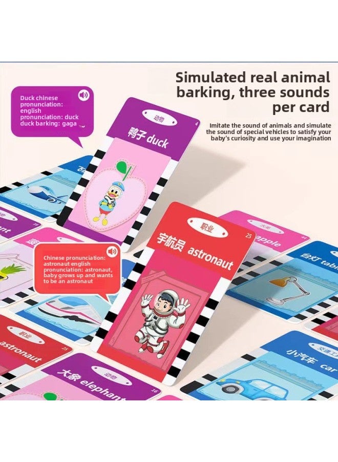 Loquat Early Education Card Machine Children's Educational Toys Learning Machine Bilingual Enlightenment Audio Children's Songs Literacy Card Machine-Color:Pink Bear Treasure + 510 Contents (chinese And En - Image 5