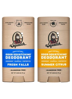 Dr. Squatch Dr. Squatch Natural Deodorant for Men - Odor-Squatching Men's Deodorant Aluminum Free - Fresh Falls + Summer Citrus (2.65 oz, 2 Pack)  - Image 1
