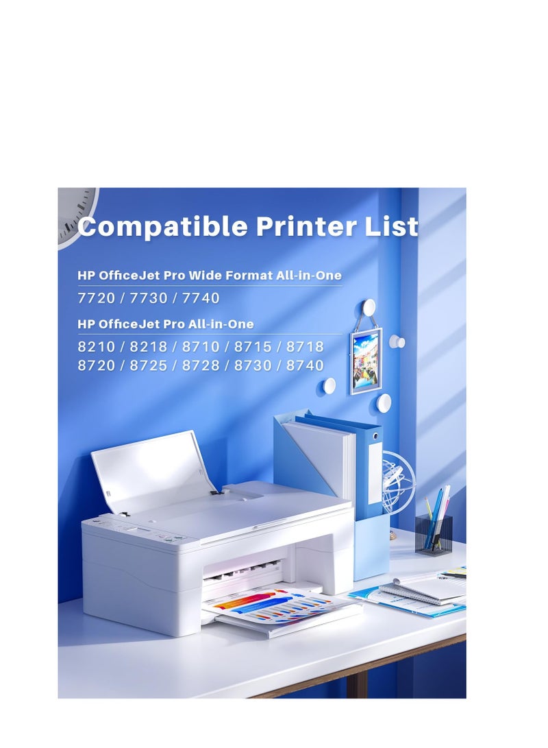 Terabyte حزمة 4 من خراطيش الحبر 953 XL مع شريحة متوافقة مع طابعات HP OfficeJet Pro 7720، 7730، 7740، 8210، 8720، 8730 (أسود، سيان، أصفر، ماجنتا) - Image 2