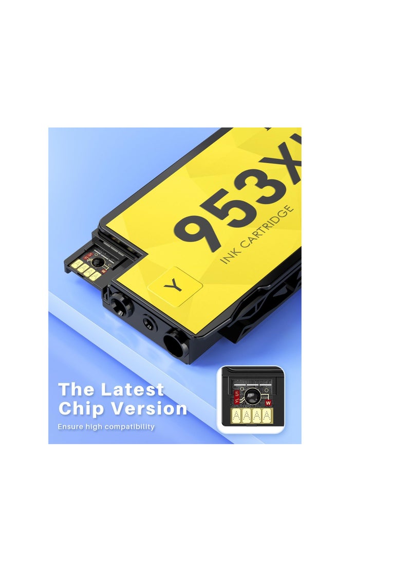 Terabyte حزمة 4 من خراطيش الحبر 953 XL مع شريحة متوافقة مع طابعات HP OfficeJet Pro 7720، 7730، 7740، 8210، 8720، 8730 (أسود، سيان، أصفر، ماجنتا) - Image 3