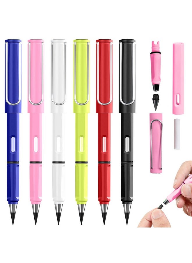 BangBoom 6 Pcs Eternal Inkless Pencil With Eraser Erasable Everlasting Pencils Replaceable Nib Colorful Forever Infinity Pencil Portable Magic Pencils For Office School Writing Drawing (Combo 2)  - Image 1