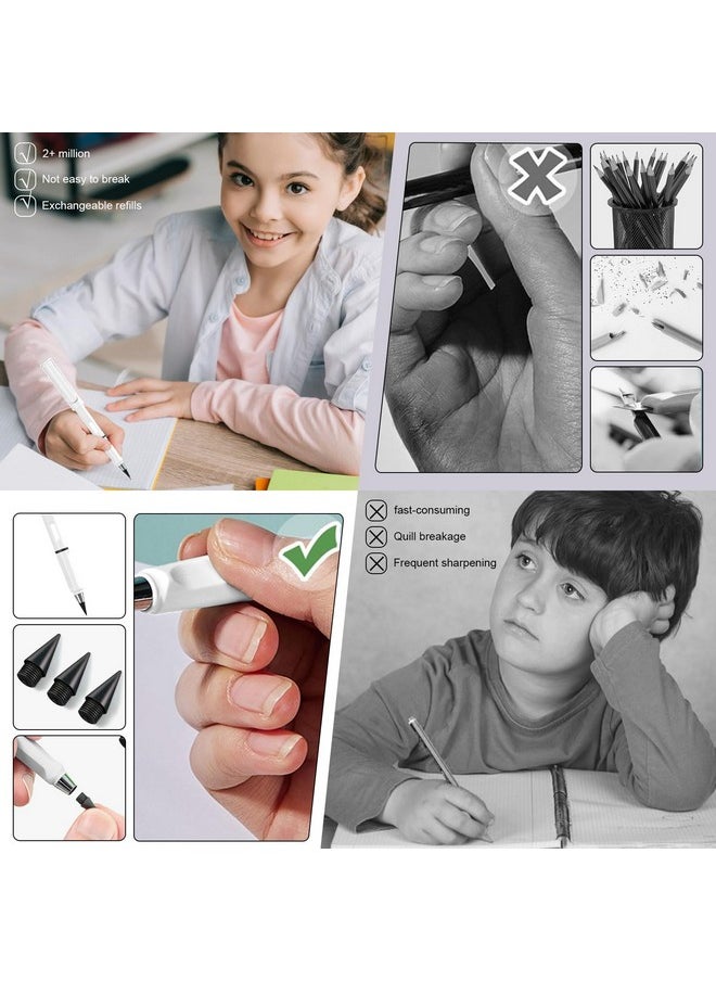 BangBoom 6 Pcs Eternal Inkless Pencil With Eraser Erasable Everlasting Pencils Replaceable Nib Colorful Forever Infinity Pencil Portable Magic Pencils For Office School Writing Drawing (Combo 2)  - Image 5