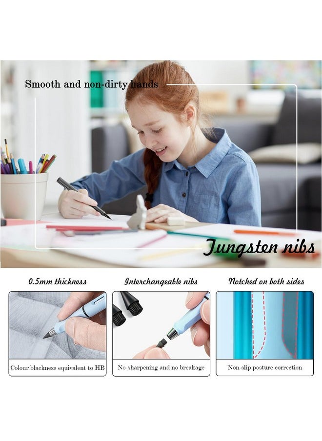 BangBoom 6 Pcs Eternal Inkless Pencil With Eraser Erasable Everlasting Pencils Replaceable Nib Colorful Forever Infinity Pencil Portable Magic Pencils For Office School Writing Drawing (Combo 2)  - Image 4