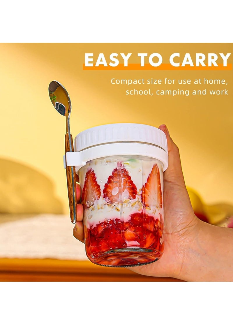 Beauenty 2 Pack 350ml Overnight Oats Jars with Lids & Spoons, Reusable Glass Overnight Oats Container With Measurement Marks, Food Storage For Breakfast Pots, Oatmeal Container For Milk, Cereal - Image 3