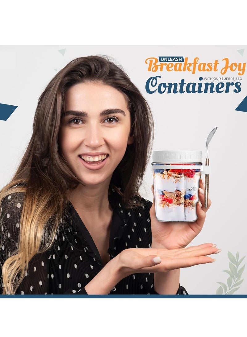 Beauenty 2 Pack 350ml Overnight Oats Jars with Lids & Spoons, Reusable Glass Overnight Oats Container With Measurement Marks, Food Storage For Breakfast Pots, Oatmeal Container For Milk, Cereal - Image 4