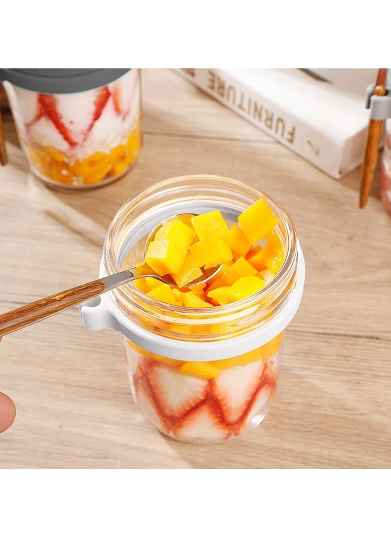 Beauenty 2 Pack 350ml Overnight Oats Jars with Lids & Spoons, Reusable Glass Overnight Oats Container With Measurement Marks, Food Storage For Breakfast Pots, Oatmeal Container For Milk, Cereal - Image 2
