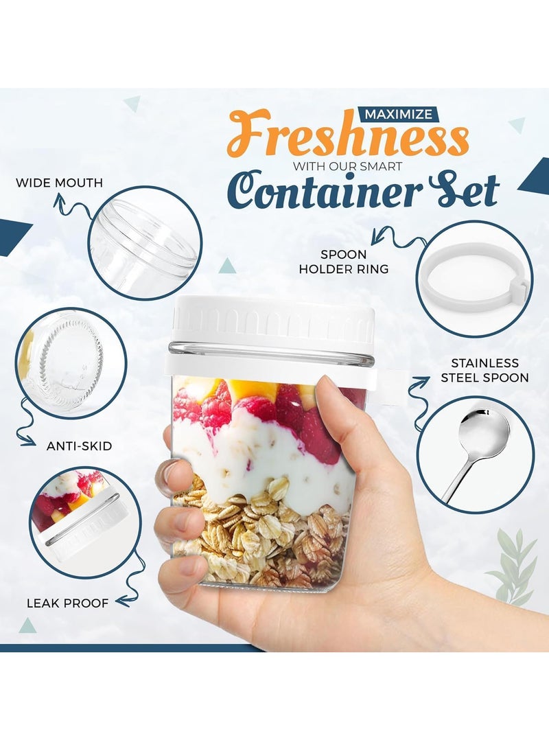 Beauenty 2 Pack 350ml Overnight Oats Jars with Lids & Spoons, Reusable Glass Overnight Oats Container With Measurement Marks, Food Storage For Breakfast Pots, Oatmeal Container For Milk, Cereal - Image 5