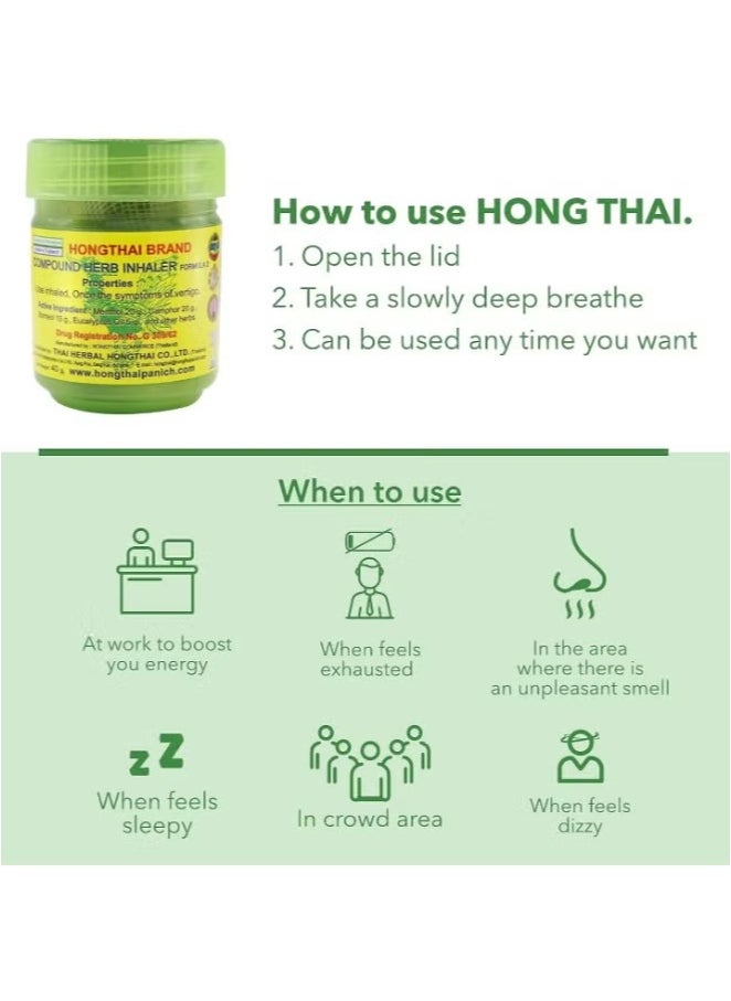 HONG THAI 3-packs Thai Mint Nasal Decongestant Bottle,Natural Herbal Medicine, Refreshing, Anti-Drowsy and Improves Concentration 10g*3  - Image 4