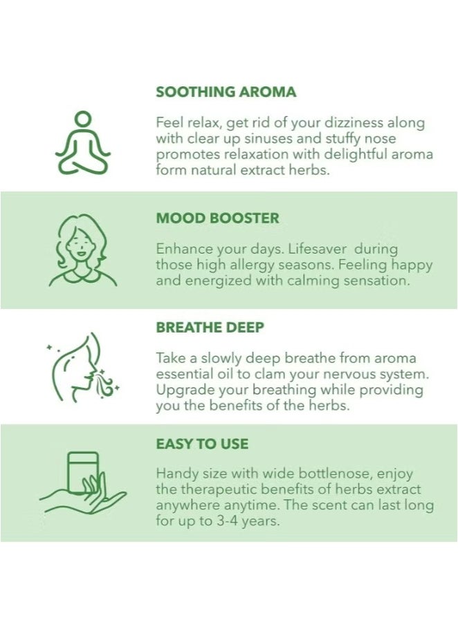 HONG THAI 3-packs Thai Mint Nasal Decongestant Bottle,Natural Herbal Medicine, Refreshing, Anti-Drowsy and Improves Concentration 10g*3  - Image 3