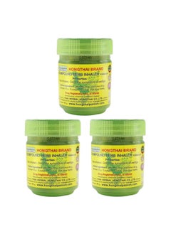HONG THAI 3-packs Thai Mint Nasal Decongestant Bottle,Natural Herbal Medicine, Refreshing, Anti-Drowsy and Improves Concentration 10g*3  - Image 1