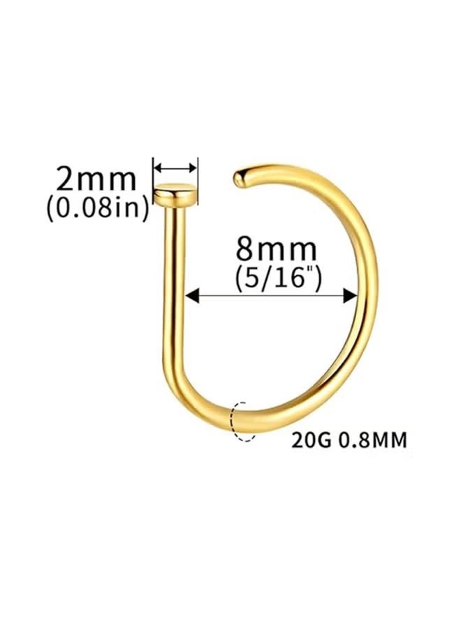 YJ 2 Pcs Fake Nose Piercing Circle D Shape Design Attractive No Piercing Nose Clip with Stainless Steel Septum Style Fashion Body Jewelry for Daily Wear Date Nights Party Festivals Vacation Outfits Gatherings,Gold and Silver - Image 3