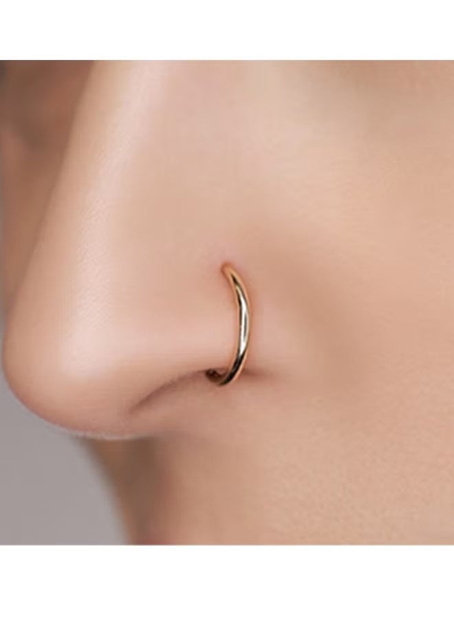 YJ 2 Pcs Fake Nose Piercing Circle D Shape Design Attractive No Piercing Nose Clip with Stainless Steel Septum Style Fashion Body Jewelry for Daily Wear Date Nights Party Festivals Vacation Outfits Gatherings,Gold and Silver - Image 5