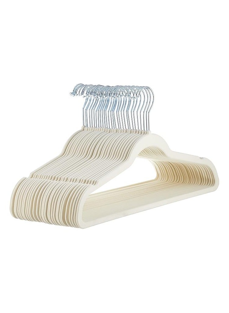 BLOOMING TIME 100 Pieces Of Non-slip Velvet Cloth Rack Set Ivory White