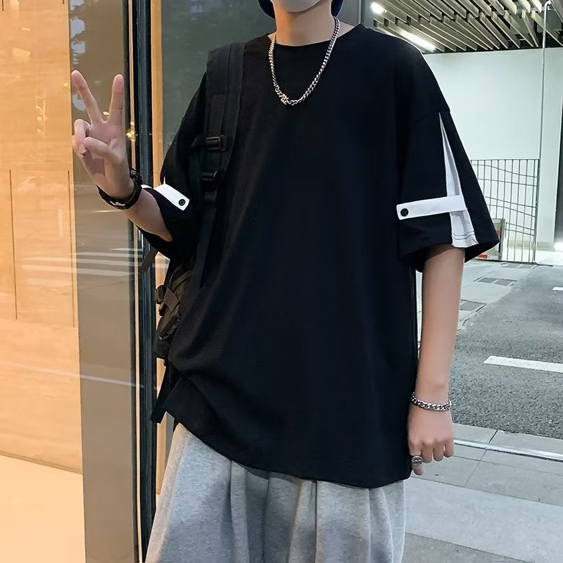 Standard fashion trendy spring new trendy ins round neck trendy half sleeve Daily Youth popular men's T-shirt all-matching - Image 3
