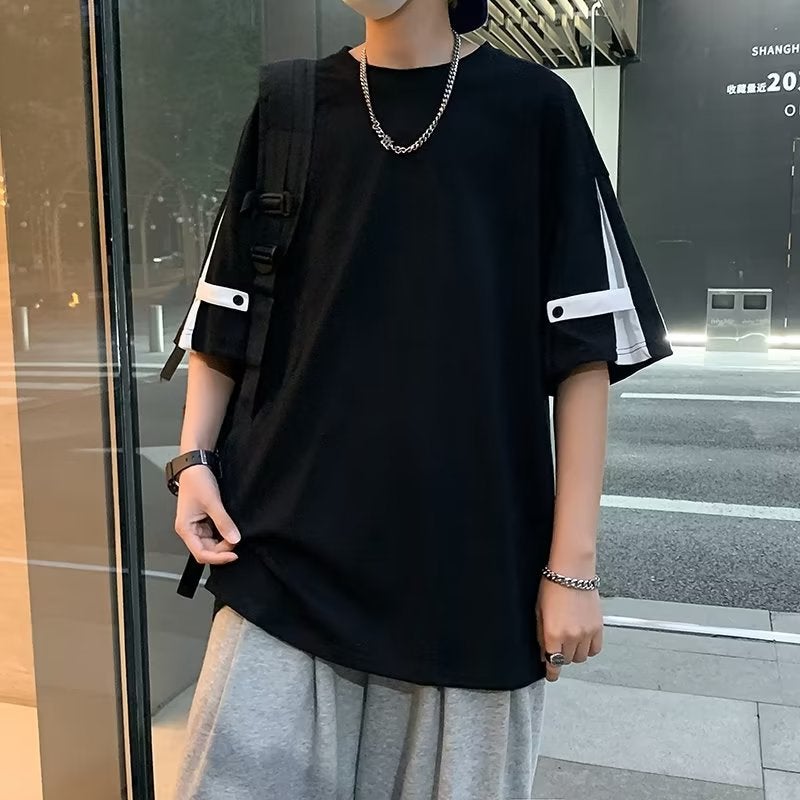 Standard fashion trendy spring new trendy ins round neck trendy half sleeve Daily Youth popular men's T-shirt all-matching - Image 2