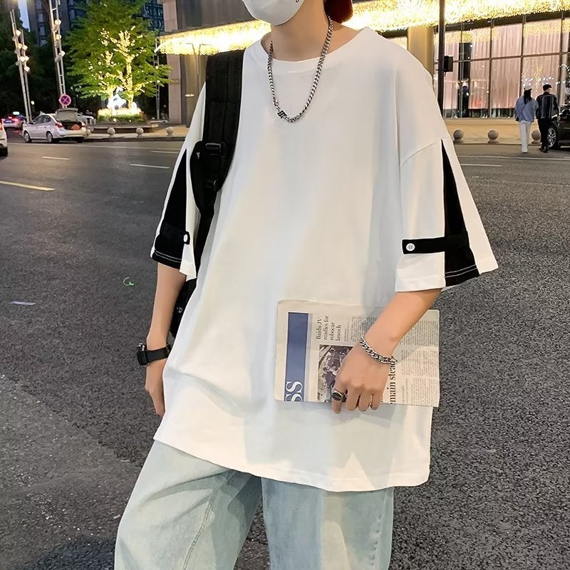 Standard fashion trendy spring new trendy ins round neck trendy half sleeve Daily Youth popular men's T-shirt all-matching - Image 4