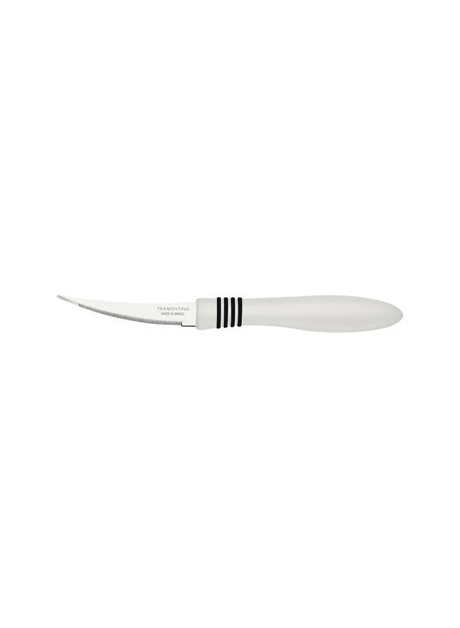 ترامونتينا Tramontina Cor&Cor 2 Pieces Tomato Knife Set with Stainless Steel Blade and White Polypropylene Handle