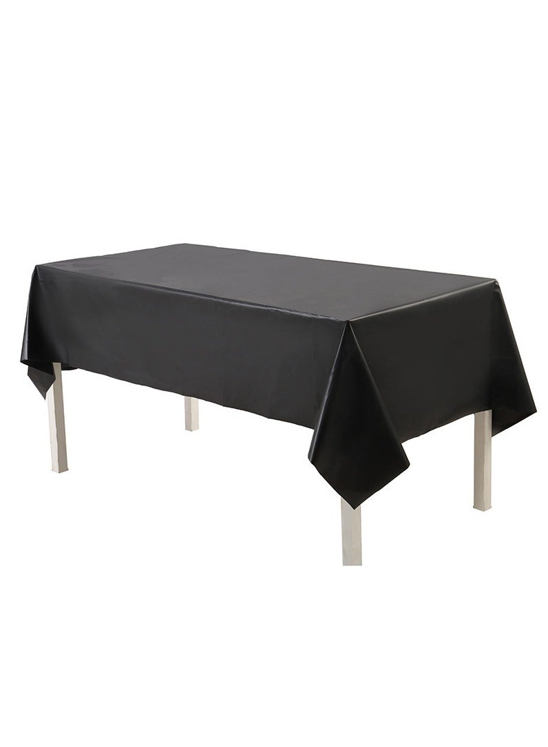 Disposable Table Cloth,137 x 274cm Table Cloths for Parties,Decorative Tablecloths for Rectangle Tables,White Plastic Table Cover, Leakproof and Sturdy,Black  - Image 1