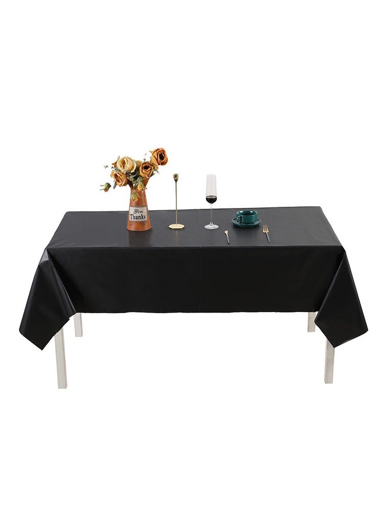 Disposable Table Cloth,137 x 274cm Table Cloths for Parties,Decorative Tablecloths for Rectangle Tables,White Plastic Table Cover, Leakproof and Sturdy,Black  - Image 3
