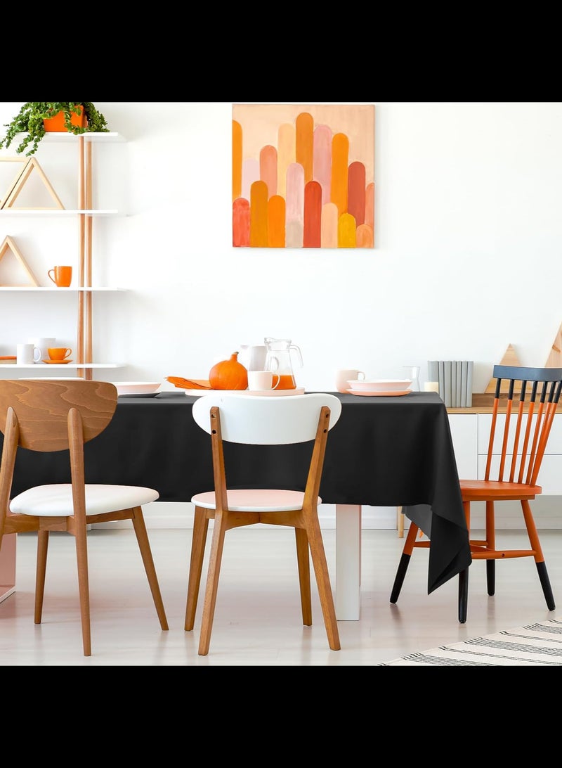Disposable Table Cloth,137 x 274cm Table Cloths for Parties,Decorative Tablecloths for Rectangle Tables,White Plastic Table Cover, Leakproof and Sturdy,Black  - Image 5