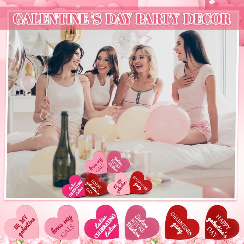 Landical 6 Pcs Galentines Day Decorations Wooden Conversation Hearts Happy Galentine's Day Signs Gifts for Tiered Tray Table Home, Tabletop Centerpiece Decor for Valentines Party Supplies - Image 4