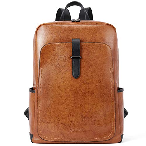 BOSTANTEN Leather Laptop Backpack for Women,15.6 inch Computer Backpack Purse College Daypack Work Travel Bag Brown - Image 1