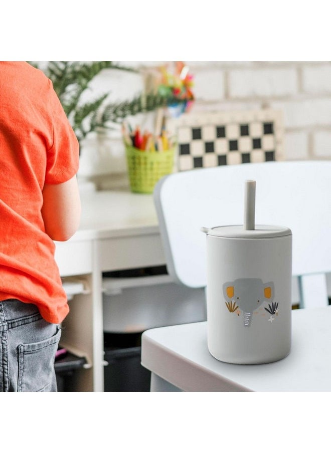 Training Straw Cup, Baby Drinking Cup, Unbreakable Food Grade Sippy Cups, Training Cup for Girls and Boys, Elephant