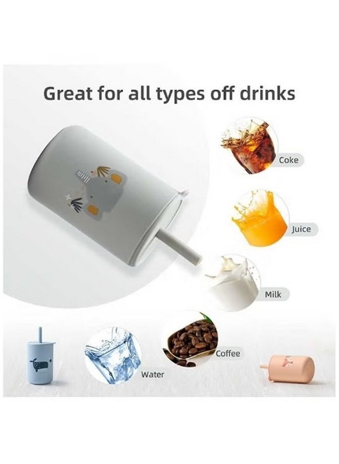 Training Straw Cup, Baby Drinking Cup, Unbreakable Food Grade Sippy Cups, Training Cup for Girls and Boys, Elephant