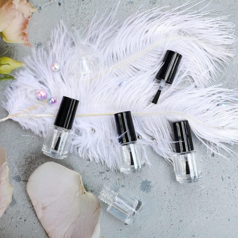 Agidea Empty Nail Polish Bottles with Brush Cap, Empty Glass Refillable Nail Polish Bottles with Mixing Agitator Balls & Funnels, Pack of 6 (5ML) - Image 5