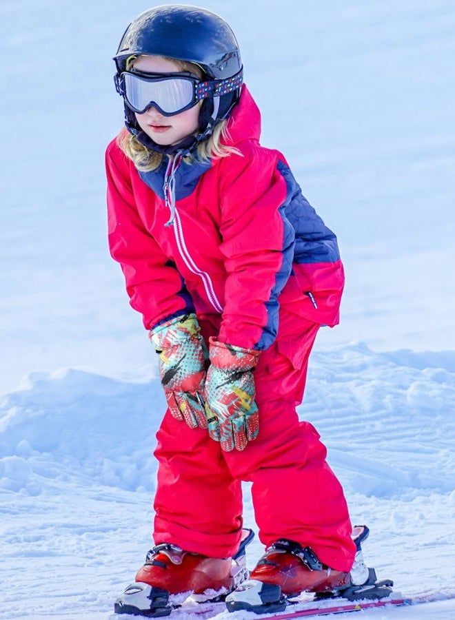 Satinior 2 Pairs Kids Waterproof Winter Snow Gloves Ski Gloves for Boy Girl Outdoor Warm Thickening Snowboard(Black Gold, Red Gold,6-13 Years) - Image 2