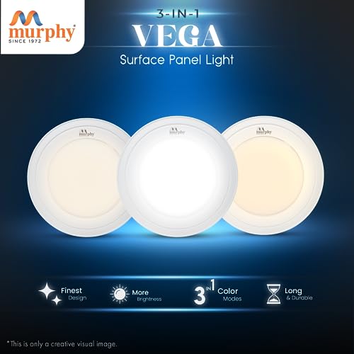 Murphy 15W Vega 3-in-1 Round LED Panel Color Changing Surface Light (Cool White/Warm White/Natural White, Pack of 4)-Polycarbonate - Image 4