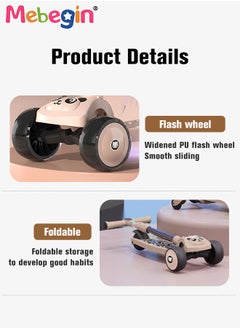 MEBEGIN Foldable 3 Wheel Scooter with Windmill and Car Basket, Non-Slip Scooter with Light and Music, Kids Kick Scooter, Adjustable Height, Extra-wide Deck for Stability, No Installation Required  - Image 3