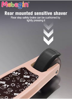 MEBEGIN Foldable 3 Wheel Scooter with Windmill and Car Basket, Non-Slip Scooter with Light and Music, Kids Kick Scooter, Adjustable Height, Extra-wide Deck for Stability, No Installation Required  - Image 5