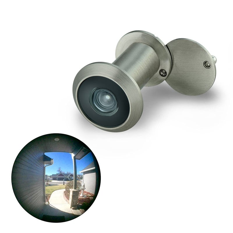 TOGU TG3016YGSN Solid Brass UL Listed 220degree Door Viewer with Heavy Duty Privacy Cover for 138 to 216 Doors Brushed Nickel Finish
