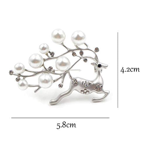 YouBella Jewellery Latest Stylish Crystal Unisex Deer Brooch for Women/Girls/Men (Silver) - Image 2