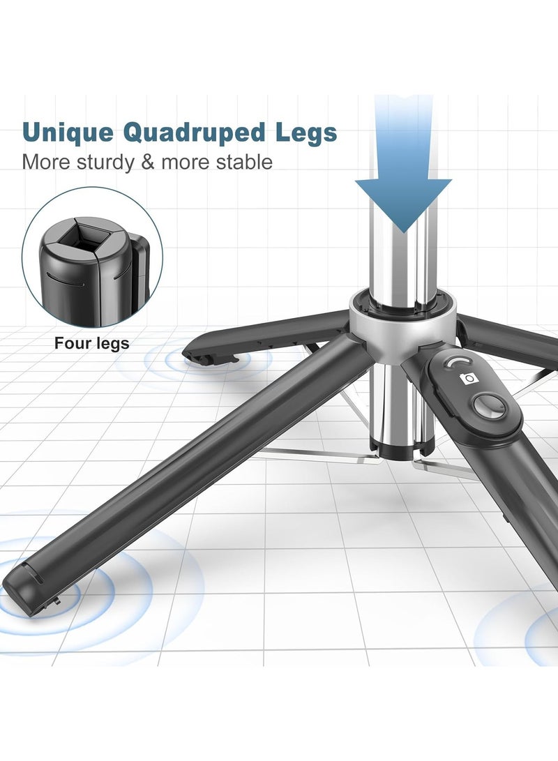 40-inch Selfie Stick Tripod with LED Fill Light, Expandable Travel Essentials Phone Tripod, Upgraded Phone Quadrupod with Wireless Remote Control - Image 5