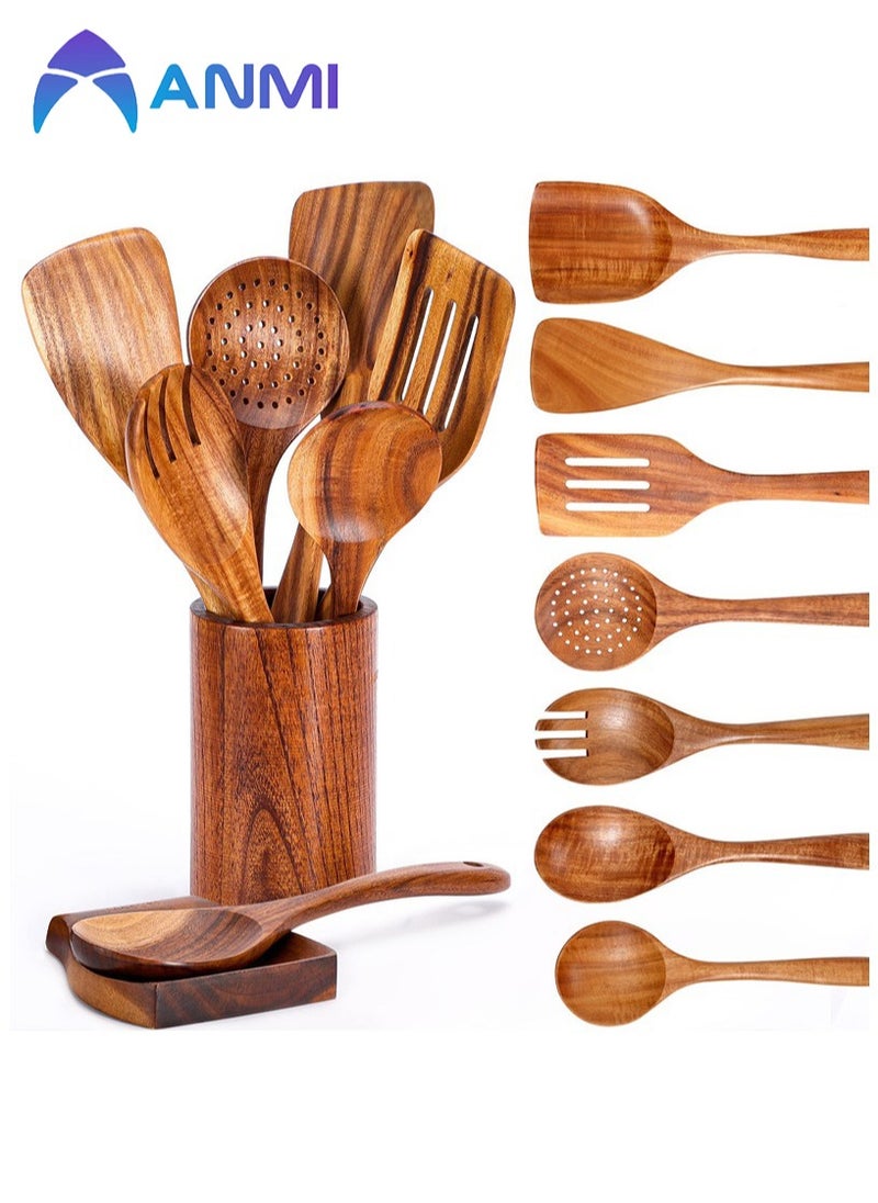 Anmi 9 PCS Wooden Spoons for Cooking  - Image 1