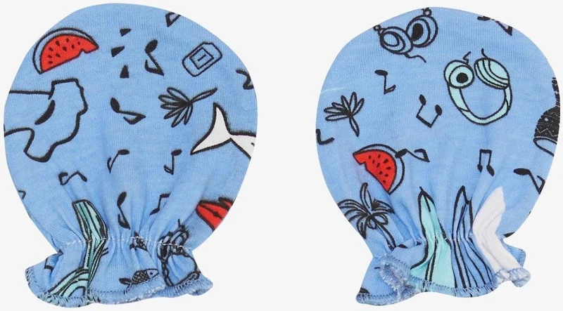 Breeze Newborn Baby Gloves Music Themed Fish Pattern Blue