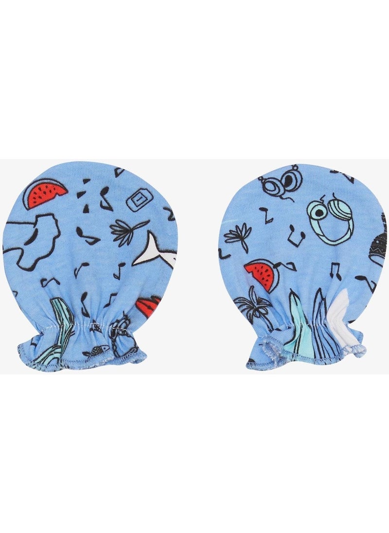 Breeze Newborn Baby Gloves Music Themed Fish Pattern Blue  - Image 2