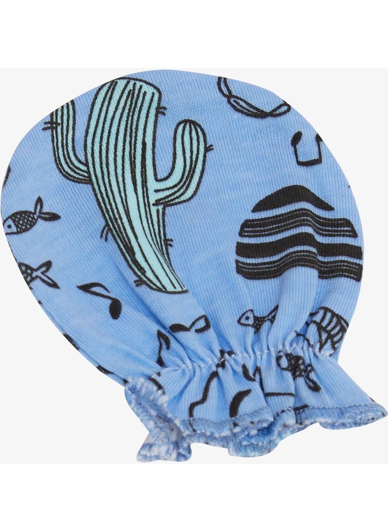 Breeze Newborn Baby Gloves Music Themed Fish Pattern Blue  - Image 3
