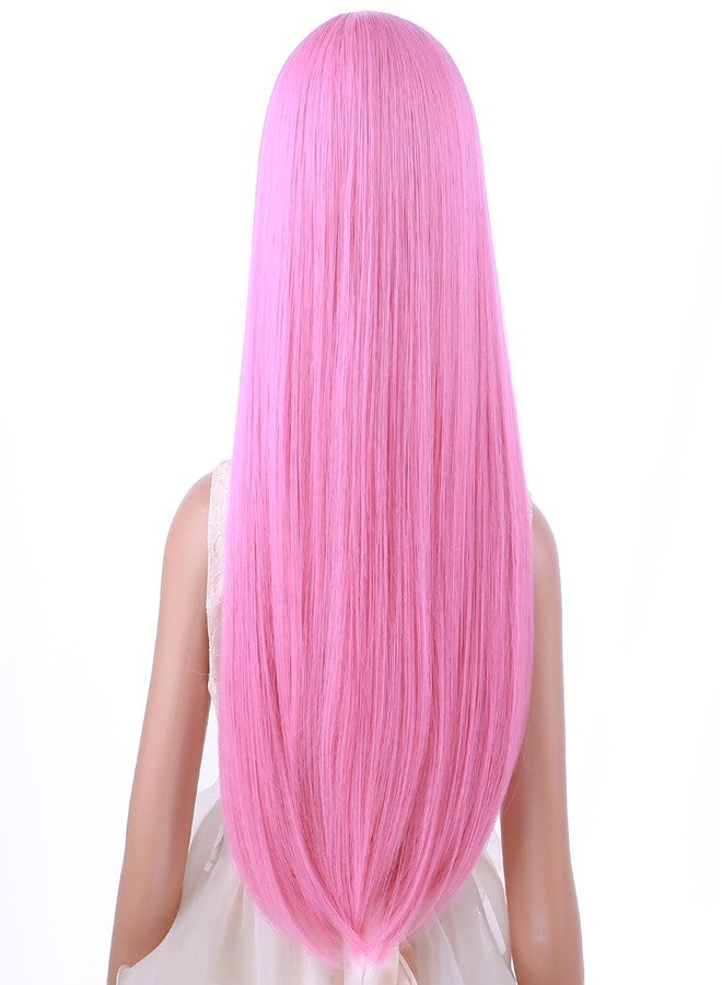 PATTNIUM Girls Pink Wig Long Straight Pink Wigs for Kids Long Synthetic Children Wigs - Image 4
