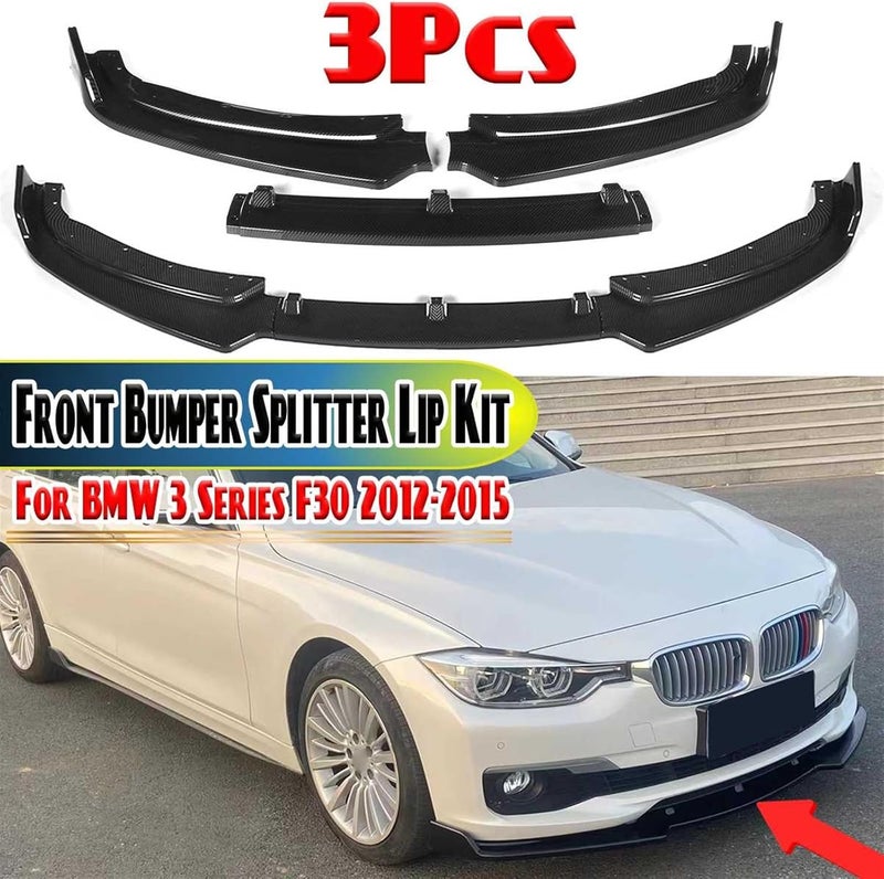 Wivplex Carbon Fiber Look Front Bumper Lip Splitter for BMW 3 Series F30 - Image 2