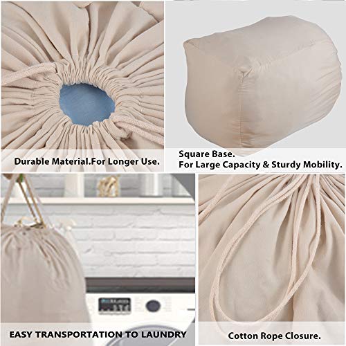MCleanPin Washable Laundry Bags with Handles,140L Dirty Clothes Storage for College Dorm & Travel,2 Pack (Beige) - Image 5