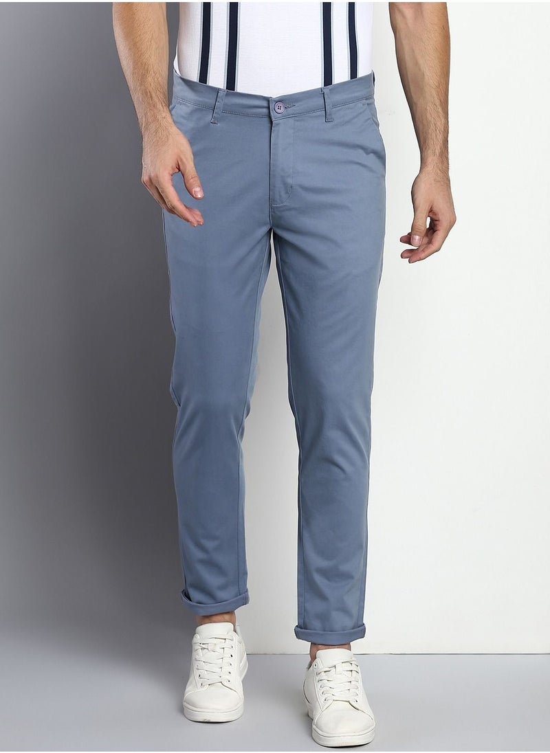 Dennis Lingo Men's Steel Blue Tapered Fit Cotton Chino  - Image 1