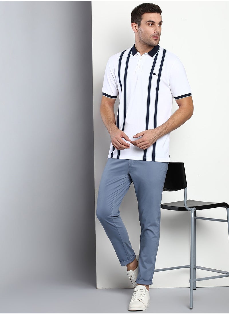 Dennis Lingo Men's Steel Blue Tapered Fit Cotton Chino  - Image 5