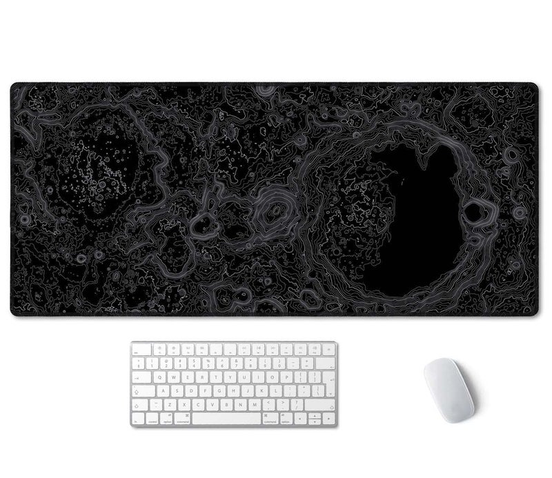 SSOIU Moon Topographic Map Extended Mouse Pad, XXL Gaming Mouse Pads, Large Big Mousepad Laptop Computer Keyboard Mat Desk Pad with Non-Slip Base Stitched Edge for Gaming Office, 35.5 x 15.7 inch - Image 1