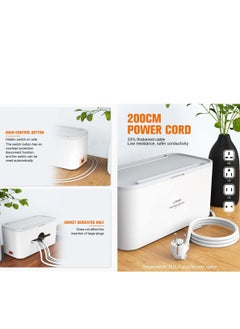 Excefore Extension Lead with USB Slots ,5 Outlets, 3 USB Ports Extension Lead with Overload Protection, 2M Power Strip Cable and Tidy Box in White  - Image 4