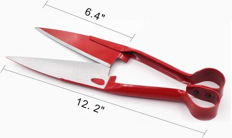 LCDCM Sheep Shear Grass Shear Alpaca Shears R Shaped Design For Large Thick-Haired Animal Grooming (Red) - Image 2